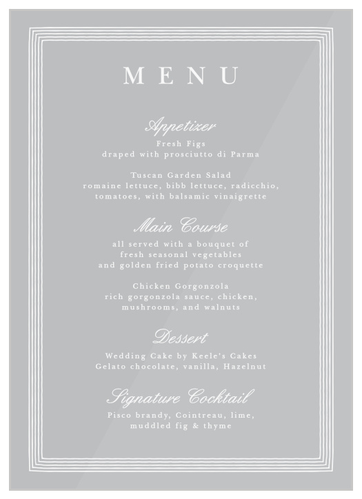 Wedding Menu Cards