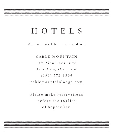 Recommend local hotels or inform friends and family where you have booked a block of rooms with our Lovely Frame Accommodation Cards.