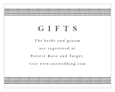 Our Lovely Frame Registry Cards inform family and friends where you would like your wedding gifts from.