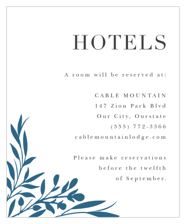 Suggest local hotels or inform loved ones where you have booked a block of rooms with our Offset Blooms Accommodation Cards. 