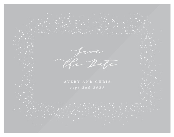 Share your wedding information in dazzling style with our Stunning Stardust Clear Save the Date Cards.