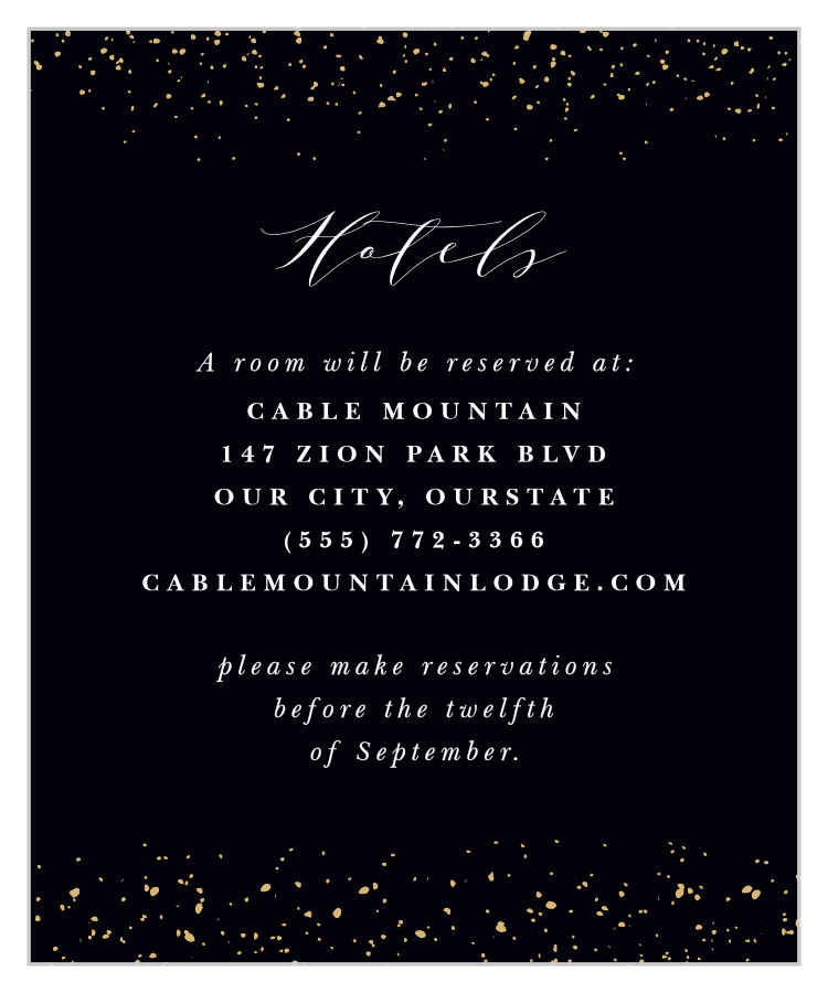 Stunning Stardust Accommodation Cards by Basic Invite