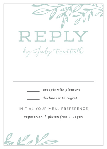 Our Botanical Greenhouse Response Cards give you a headcount of everyone that plans to attend your wedding.