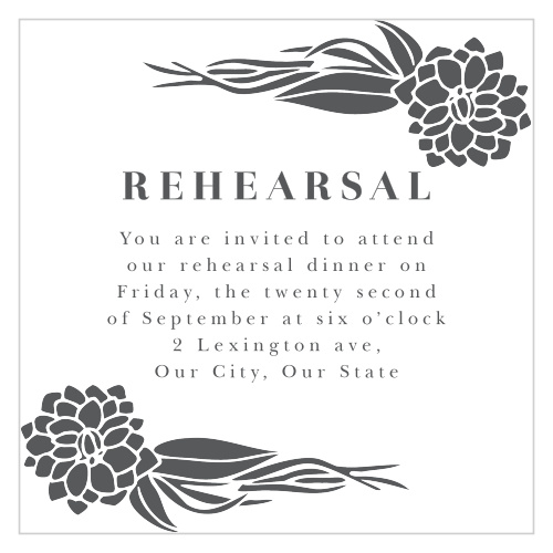 Share your wedding information in style with our Rich Florals Rehearsal Cards.