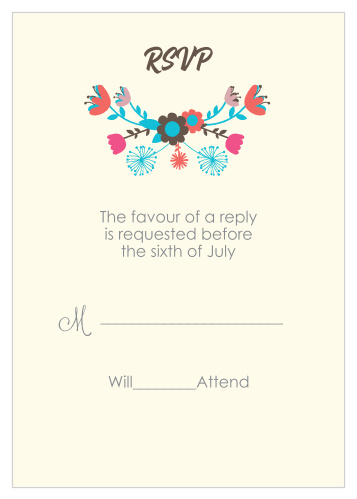 Obtain your guests attendance by sending out this RSVP card. Customize the colors and fonts to match you wedding theme exactly!