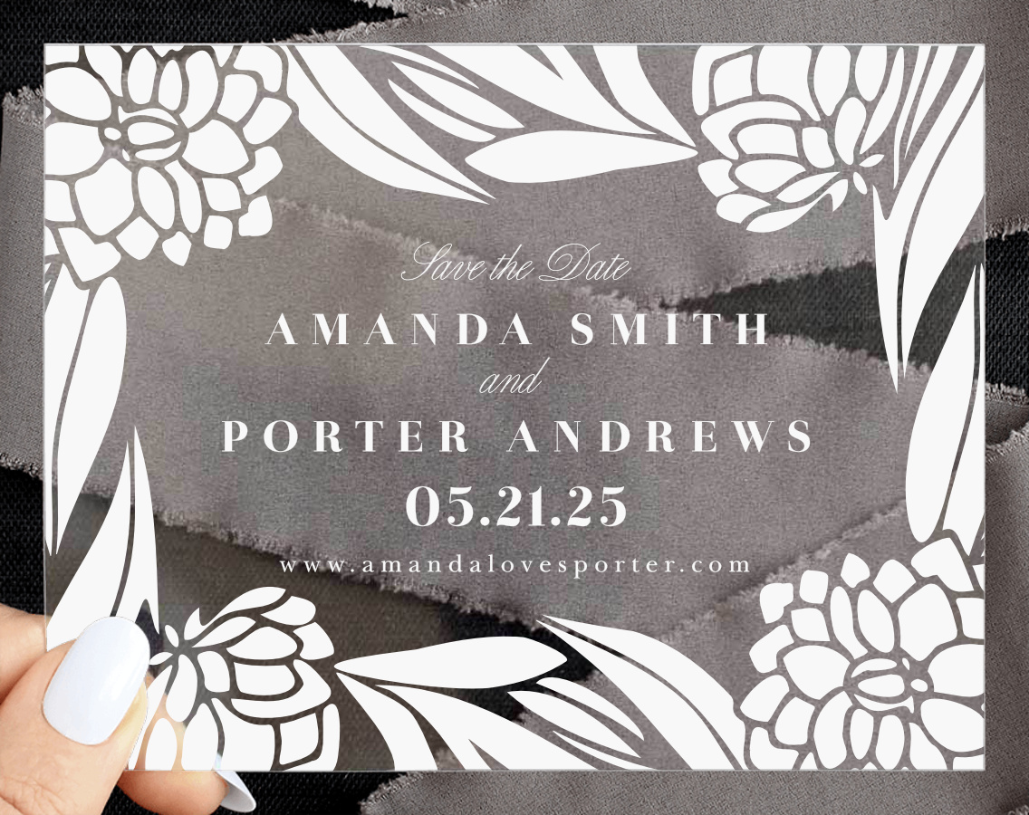 Rich Florals Clear Save The Date Cards