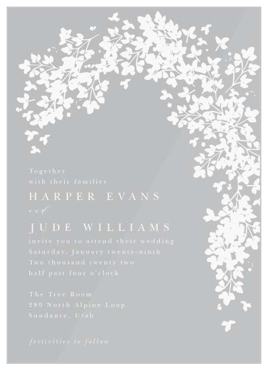 Your guests are sure to be just as excited to see you get married, as you are, when you invite them to your wedding using our gorgeous Botanical Arch Clear Wedding Invitations!