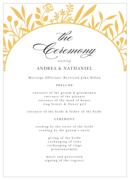 Our Floral Surround Wedding Programs walk friends and family through each step of your marriage ceremony.