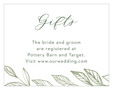 Share your wedding information with a touch of botanical beauty with our Wispy Leaves Registry Cards.