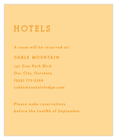 Share your wedding information with a touch of tropical trendiness with our Palm Springs Accommodation Cards.