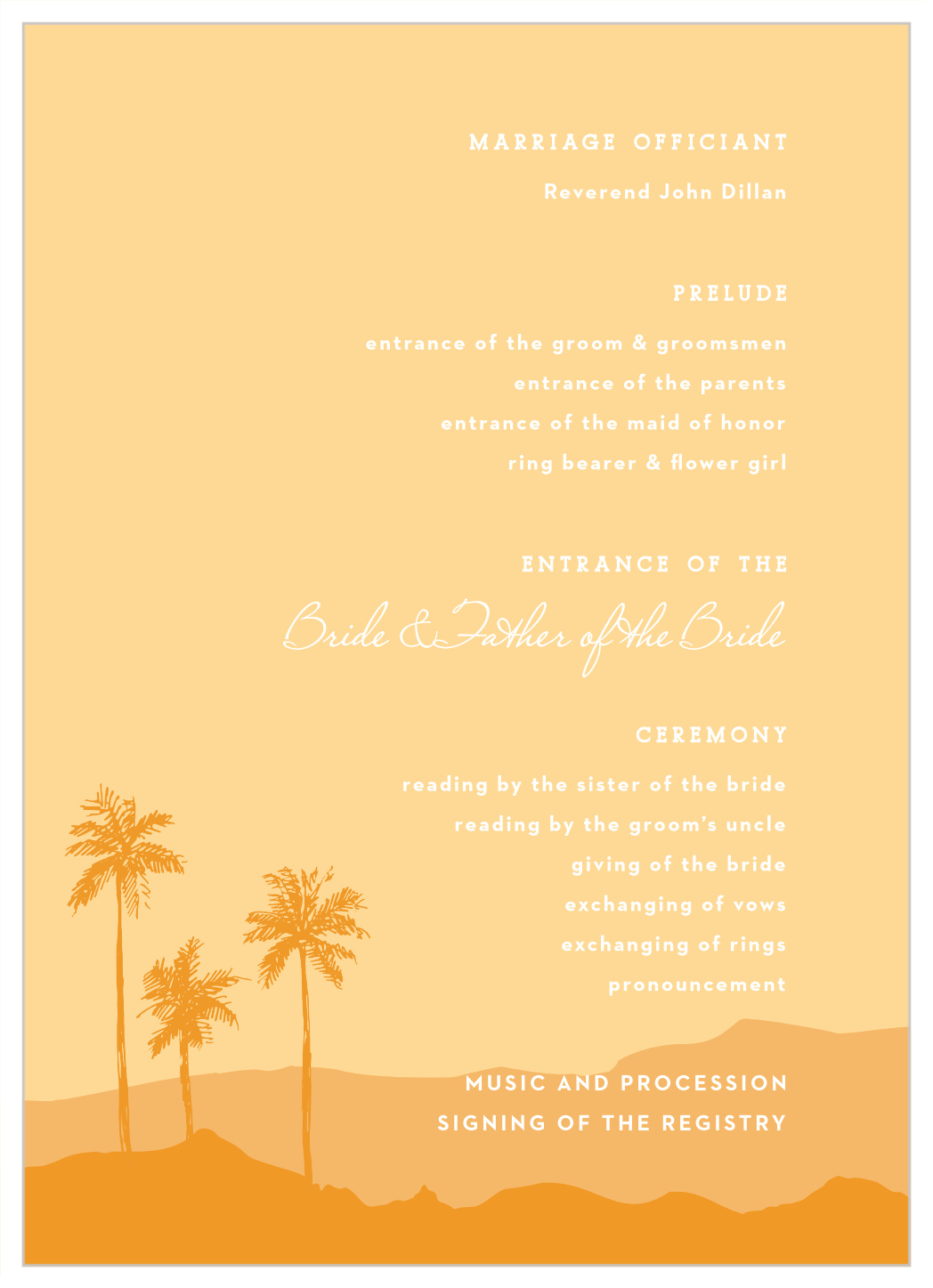 Palm Springs Wedding Programs