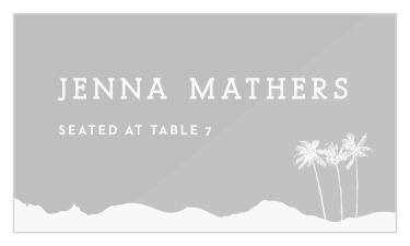 Share your wedding information with a touch of tropical trendiness with our Palm Springs Clear Place Cards. 