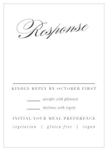 Gather a headcount of everyone that plans to attend your wedding with our Simple Typography Response Cards.