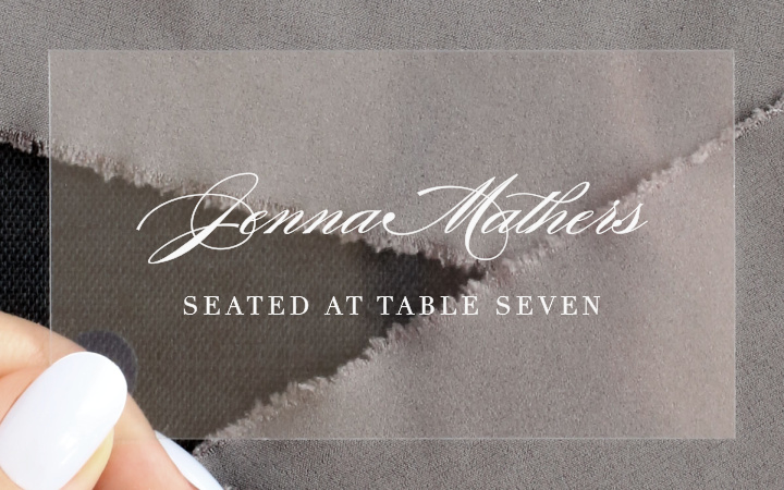 Simple Typography Clear Place Cards