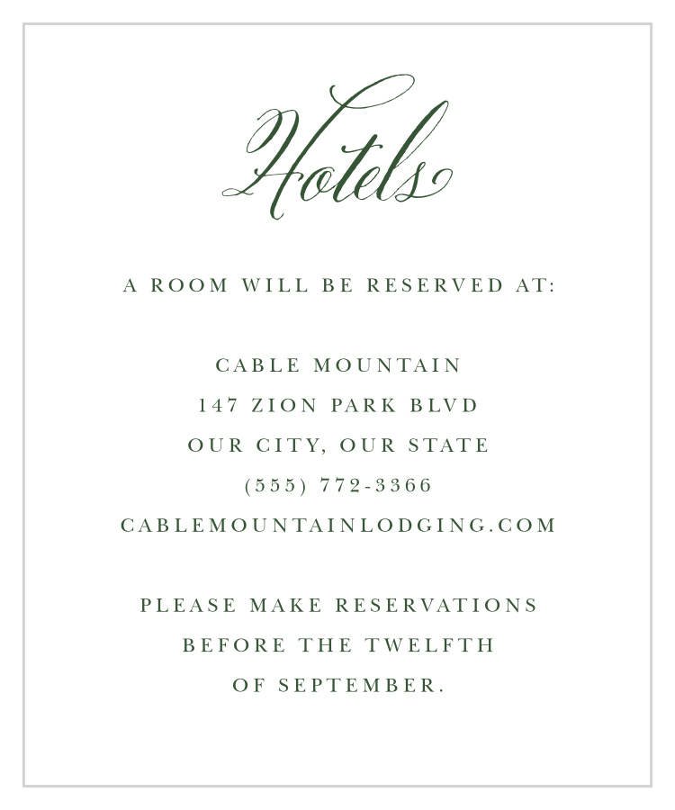 Greenery Leaves Accommodation Cards