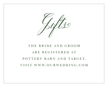 Inform friends and family where you have registered for wedding gifts with our Greenery Leaves Registry Cards.