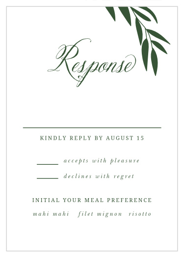 Our Greenery Leaves Response Cards get you a headcount of everyone that plans on attending your wedding.