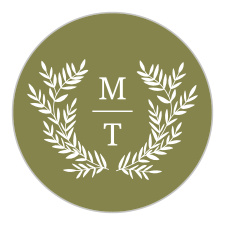 Seal envelopes of gift family and friends with a memento of your special day with our Botanical Monogram Wedding Stickers.