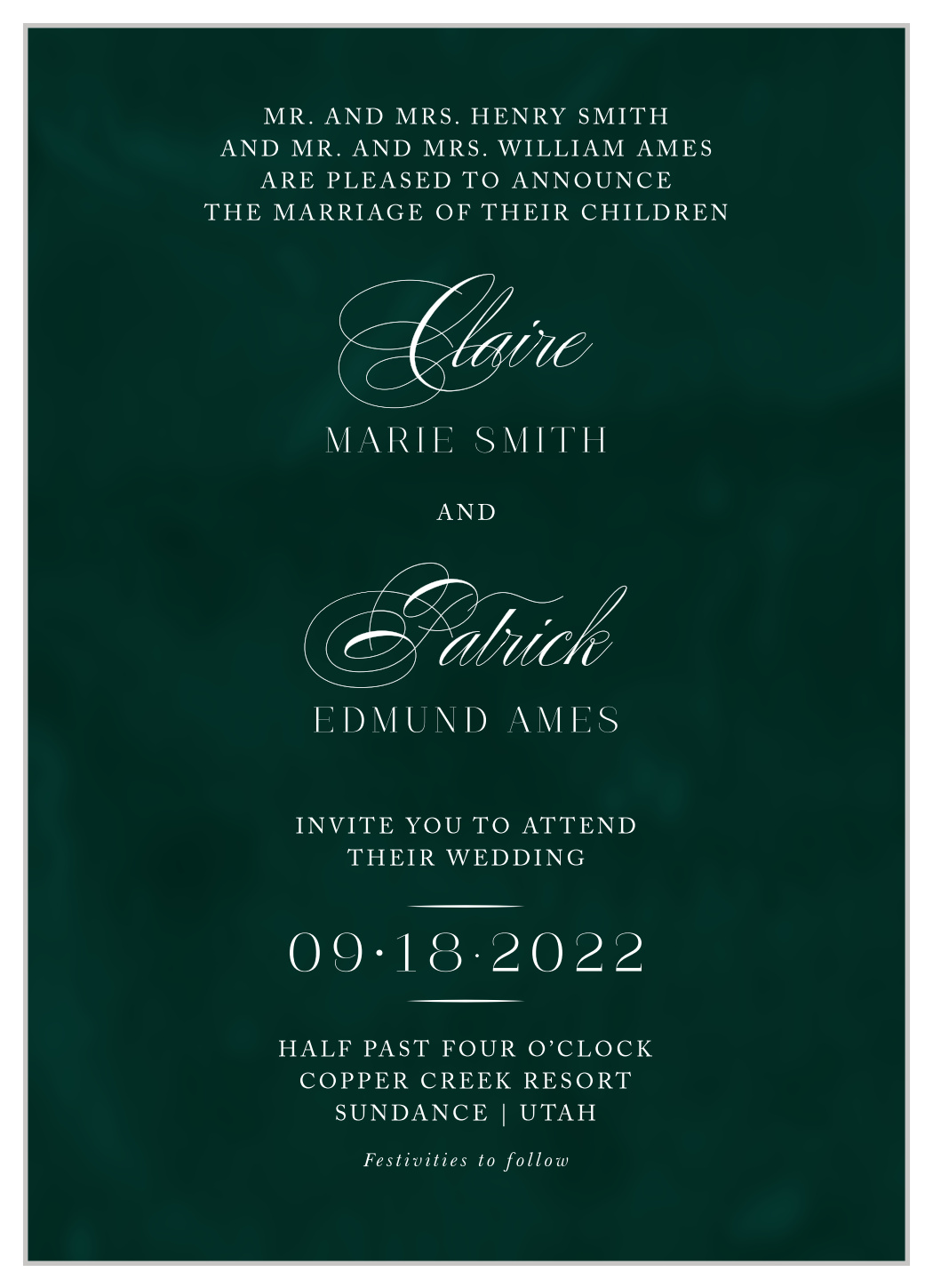 Formal Velveteen Wedding Invitations