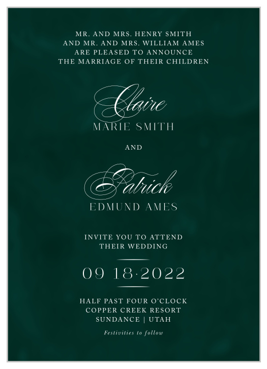 Our Formal Velveteen Wedding Invitations are the perfect way to stand out to your friends and family!