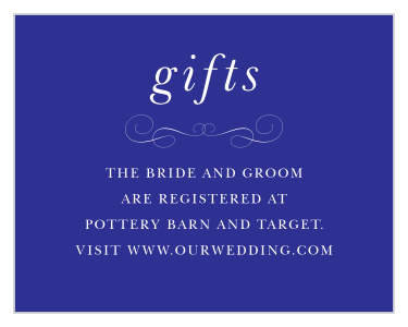 Inform friends and family where you would like wedding gifts from with our Chic Elegance Registry Cards.