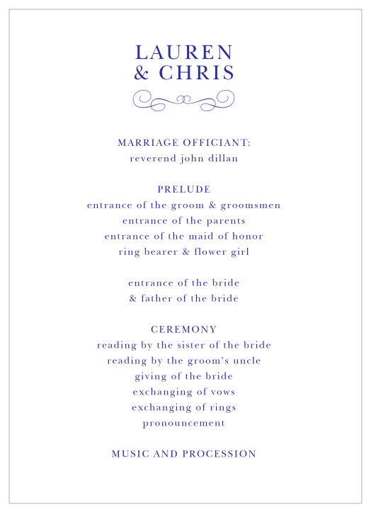 Our Chic Elegance Wedding Programs walk friends and family through every step of your marriage ceremony.