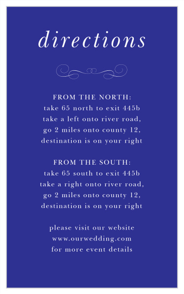 Friends and family will have no issue finding their way to your wedding venue with the help of our Chic Elegance Direction Cards.