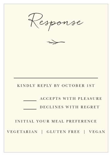 Gather a headcount of all that plan to attend your wedding ceremony with our Weathered Branch Response Cards.