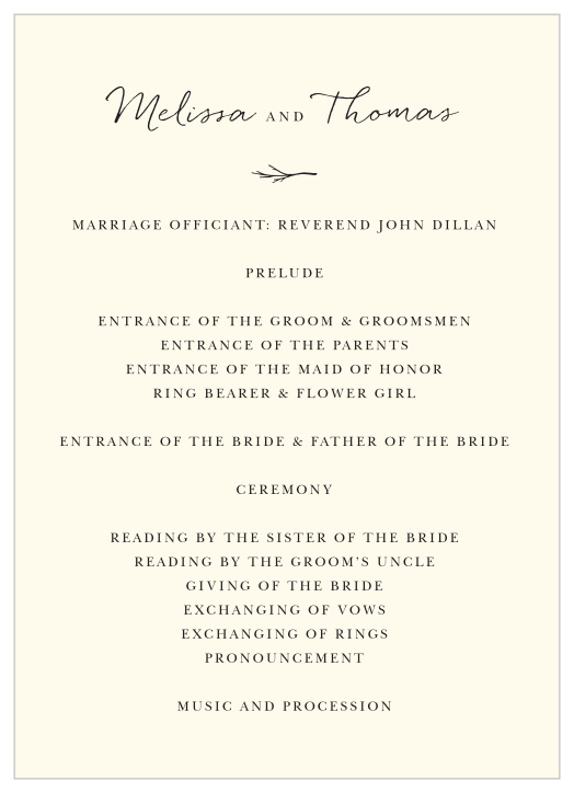 Walk friends and family through every step of your marriage ceremony with our Weathered Branch Wedding Programs.