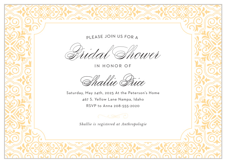 Stay classy with the Ticket Benefit Bridal Shower invitation. 