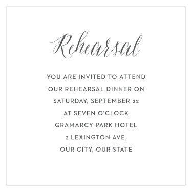 Practice makes perfect! Bring family and friends together the night before with our Floral Calligraphy Rehearsal Cards to be sure your wedding goes off without a hitch.