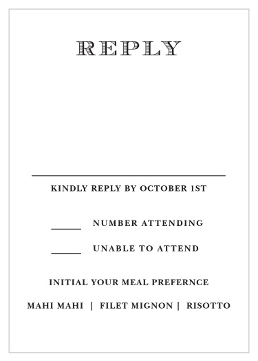 Gather your wedding information with timeless class with our Swirling Cheri Response Cards.