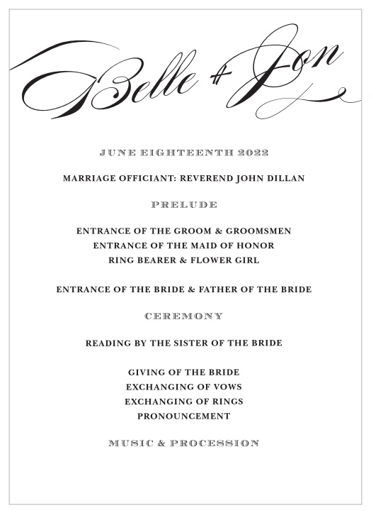 Share your wedding information with timeless class with our Swirling Cheri Wedding Programs.