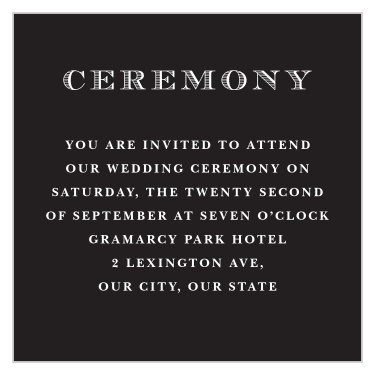 Share your wedding information with timeless class with our Swirling Cheri Ceremony Cards.