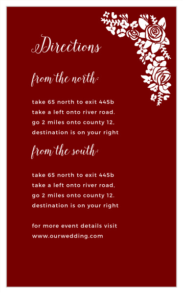 Share your wedding information in whimsical beauty with our Botanical Corners Direction Cards.