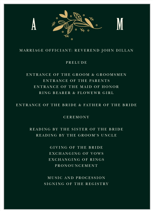 Our Fall Forest Wedding Programs walk friends and family through every step of your marriage ceremony.