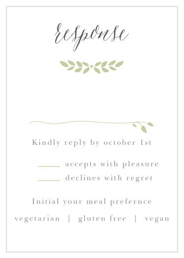 Gather a headcount of everyone that plans to attend your wedding ceremony with our Blushing Foliage Response Cards.