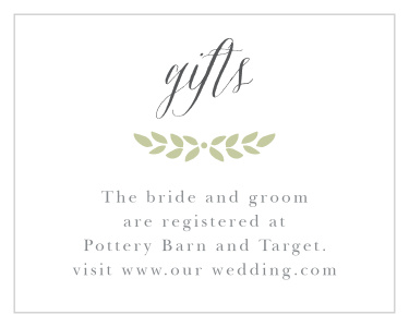 Let friends and family know where you would like your wedding gifts from with our Blushing Foliage Registry Cards.