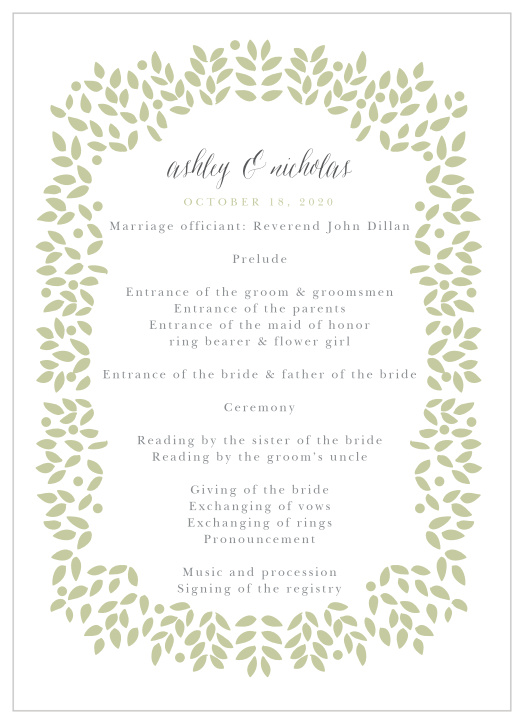 Walk friends and family through your ceremony with our Blushing Foliage Wedding Programs.
