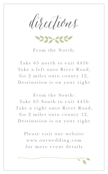 Guide friends and family to your wedding venue with our Blushing Foliage Direction Cards.