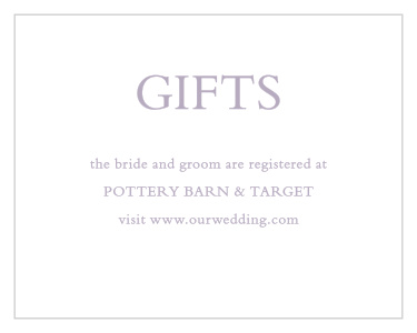 Our Framed Wreath Registry Cards inform friends and family where you would like your wedding gifts from.