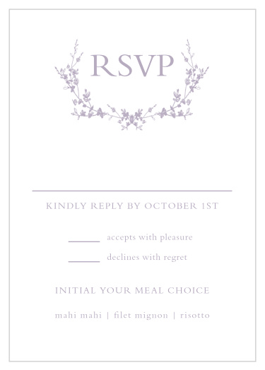 Our Framed Wreath Response Cards gather a headcount of everyone that plans to attend your wedding ceremony.