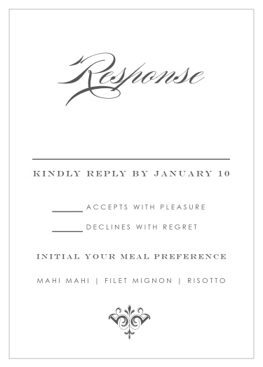 Gathering your final guest list with be a breeze when you send out our Scripted Elegance Registry Cards with your wedding invitations!