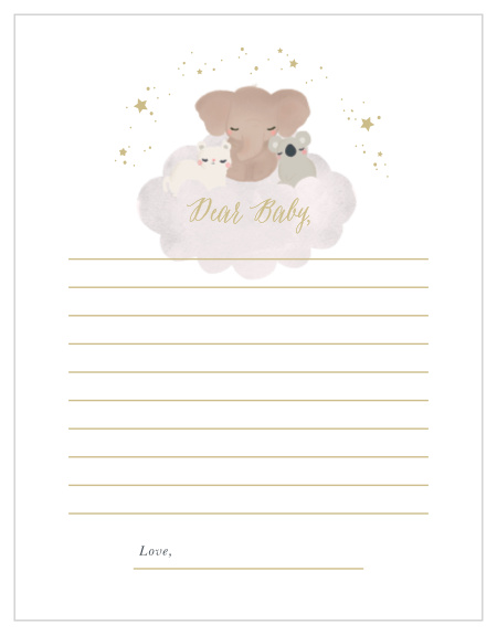Collect the sweet sentiments and tender thoughts of your friends and family with our stunning Starry Animals Letter to Baby.