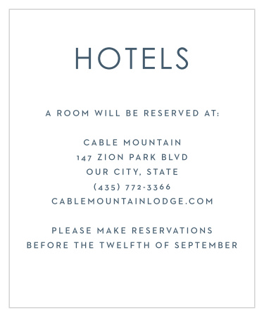 Inform out-of-town friends and family where you have booked a block of rooms with our Big Script Accommodation Cards.