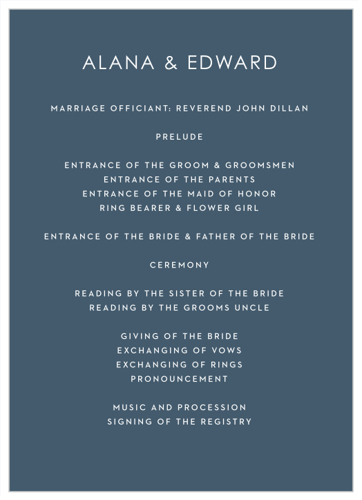 Our Big Script Wedding Programs walk friends and family through your marriage ceremony.