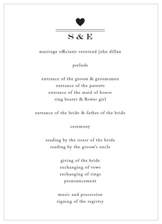 Keep friends and family informed throughout your ceremony with our Rustic Heart Wedding Programs.