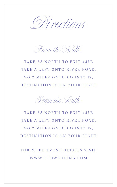 Make sure that your guests easily arrive at your event's venue, with our Romantic Swirls Direction Cards!