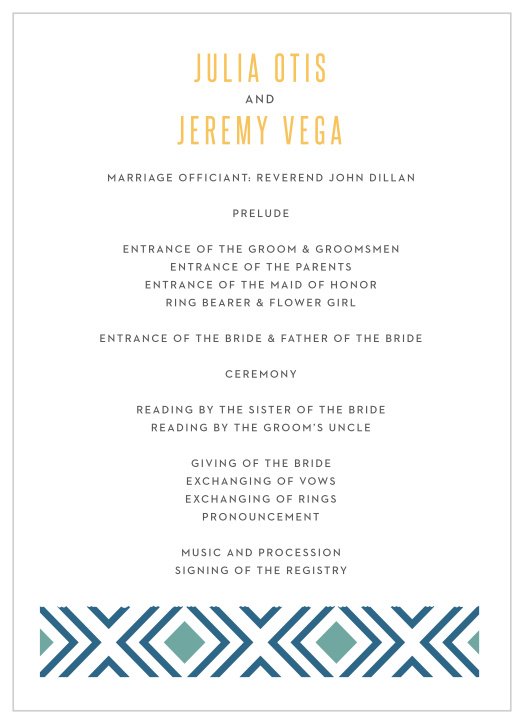 Share your wedding information in rustic beauty with our Lush Coast Wedding Programs.