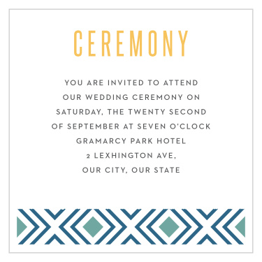 Share your wedding information in boho style with our Lush Coast Ceremony Cards. 